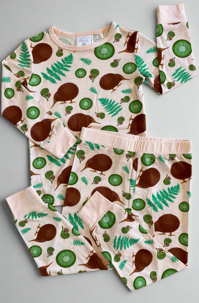 Bamboo kids pyjamas-Kiwi Wonderland | Elly and Lou