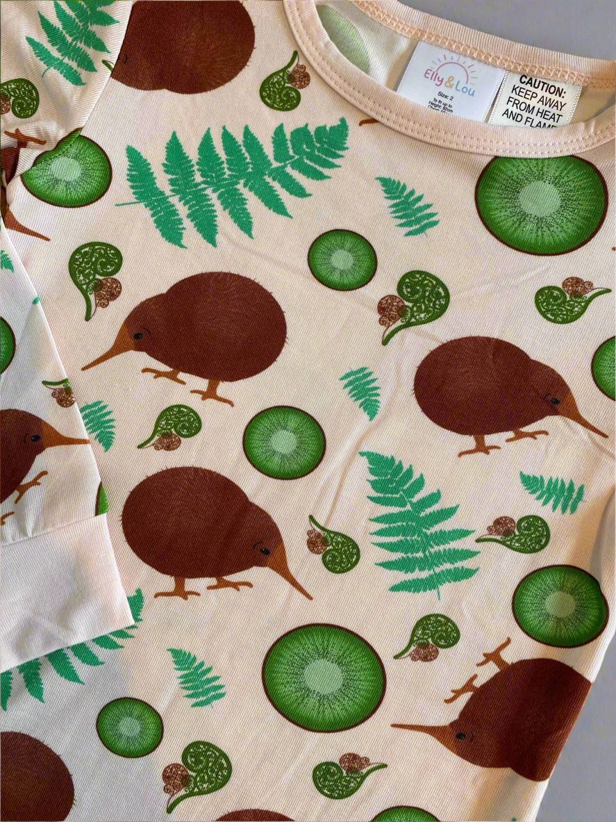 Bamboo kids pyjamas-Kiwi Wonderland | Elly and Lou