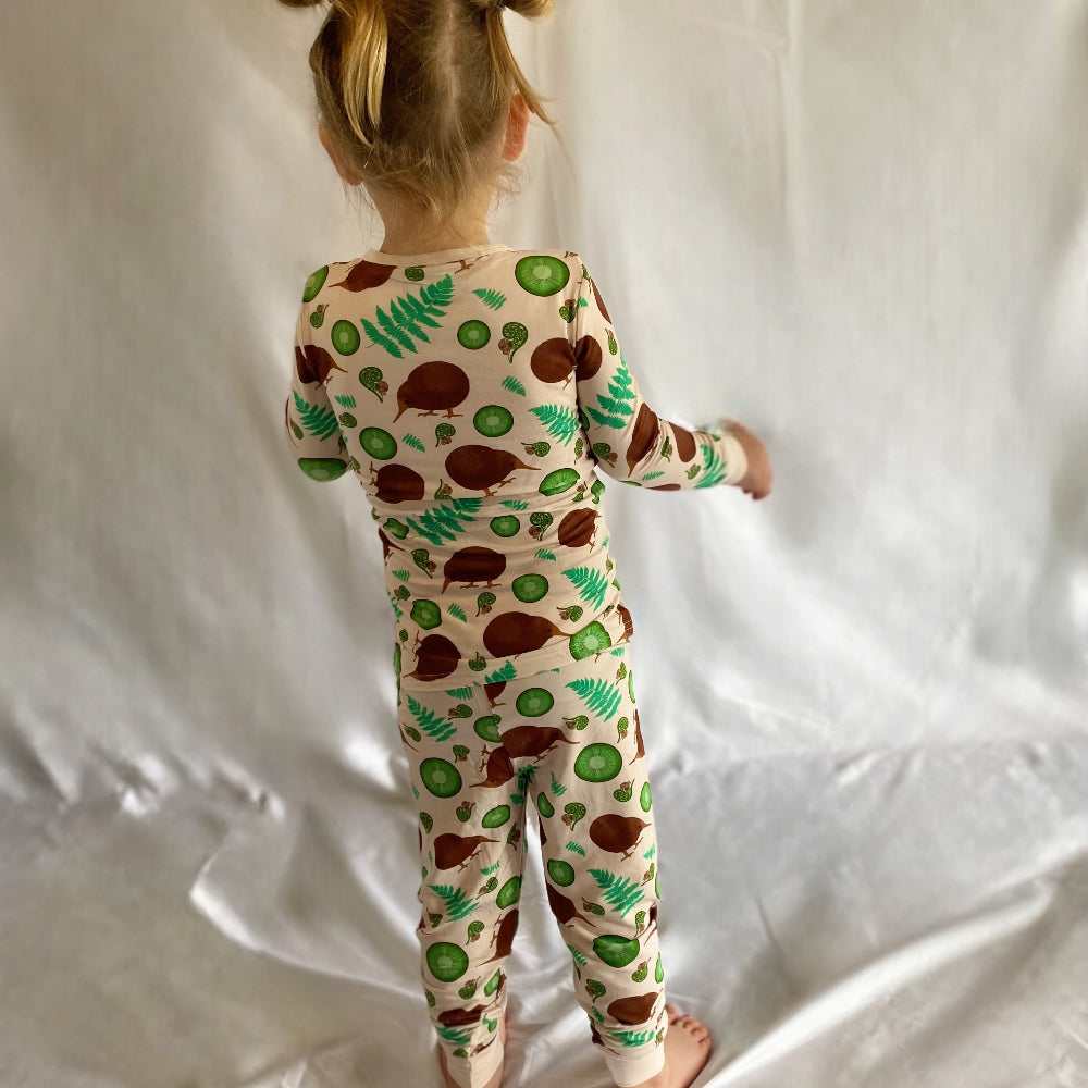 Bamboo kids pyjamas-Kiwi Wonderland | Elly and Lou